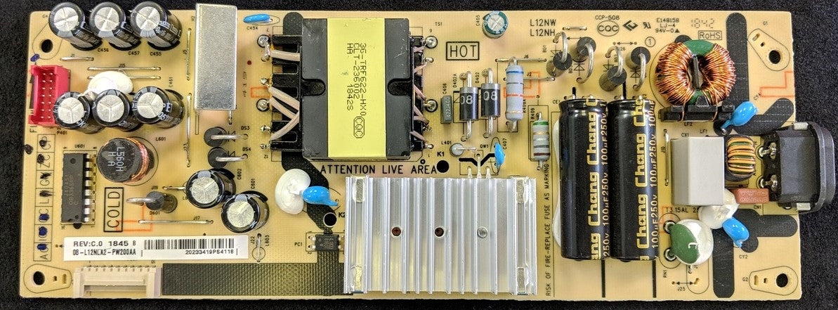 08-L12NLA2-PW200AA TCL Power Supply, L12NW, L12NH, 55S425, 50S425, 50S423, 50S421, 55S421, 55S463