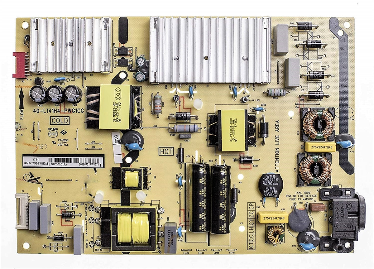 08-L141WA2-PW220AB TCL Power Supply, 40-L141H4-PWG1CG, GTC00, 55S405TBCA, 49S405TABA, 55S405, 49S405, 49S305, 55S403, 55S401, 49S403, 55S425