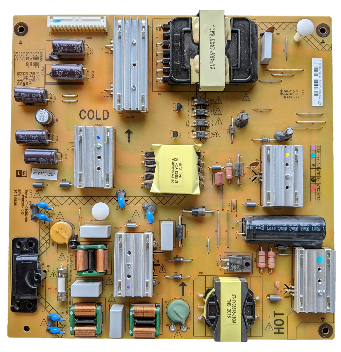 09-60CAP0L0-00 Vizio Power Supply, 1P-1198X01-1010, 4T-C60BK2UD, 4T-B60CJ1U, V605-H3