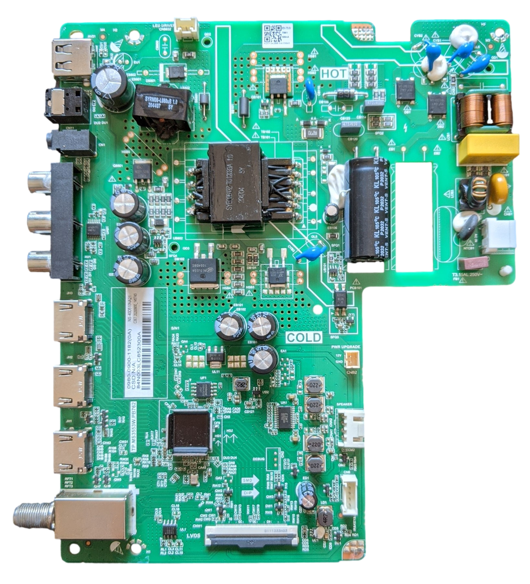 0980-0900-1182, Insignia Main Board, 0980-0900-1182, TP.MS3553W.PB762, NS-40D510NA21