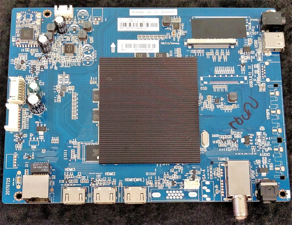 200-488-1019H Polaroid Main Board, 20170725, RV6488-US-V2-20160331, 7.T6488USV2000.0E1, 49GSR4100KL