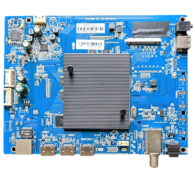 200-488-1020H Polaroid Main Board, RV6488-US-V2-20170114, 7.T6488USV2000.0A2, B83D4EC5398B, E254215, 49GSR4100KL