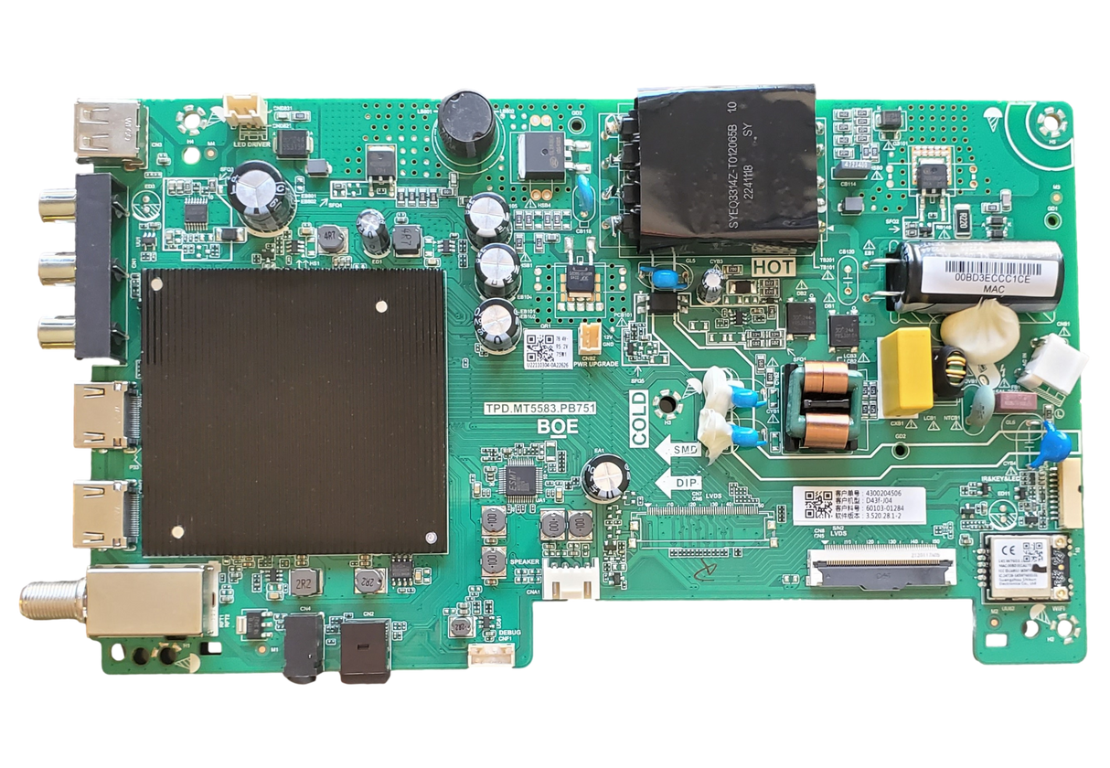 60103-01284 Vizio Main Board/Power Supply, TPD.MT5583.PB751, D43F-J04