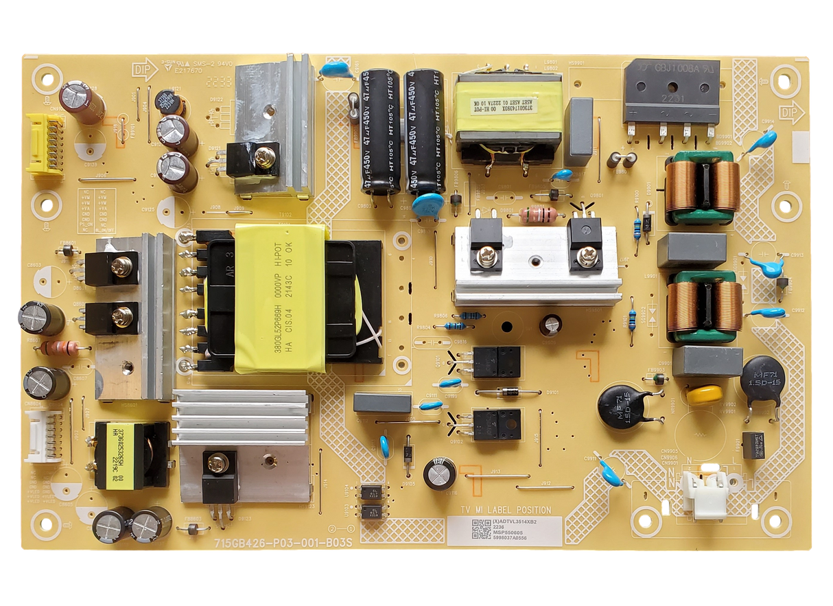 ADTVL3514XB2 VIZIO Power Supply, 2236, 715GB426-P03-001-B03S, MSP550605, M55Q6M-K01