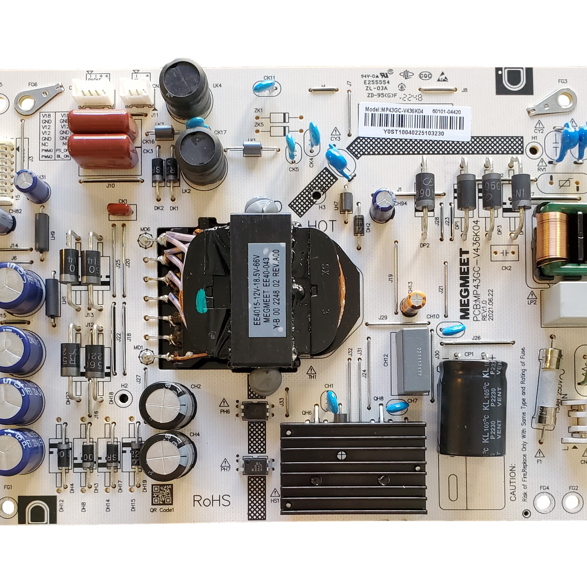 6010104420 VIZIO Power Supply Board, MP43GCV436K04 , E255554, V435M TV Parts Today