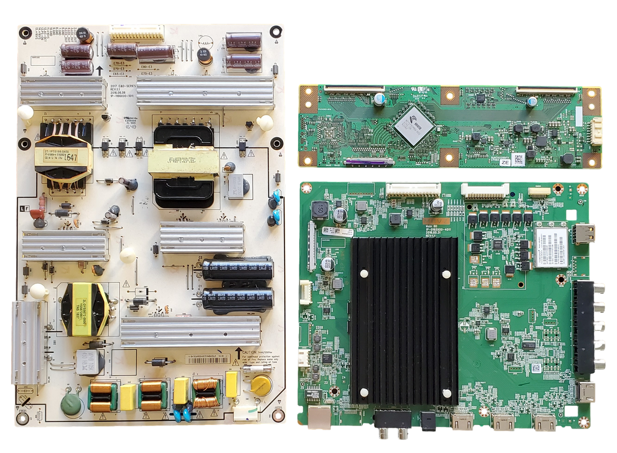 E70-E3 Vizio TV Repair Parts Kit, Y8387440S Main Board or 626S or 938S, 09-70CAR0D0-00 Power Supply, 072-001-8806 / RUNTK0288FVZE T-Con, E70-E3