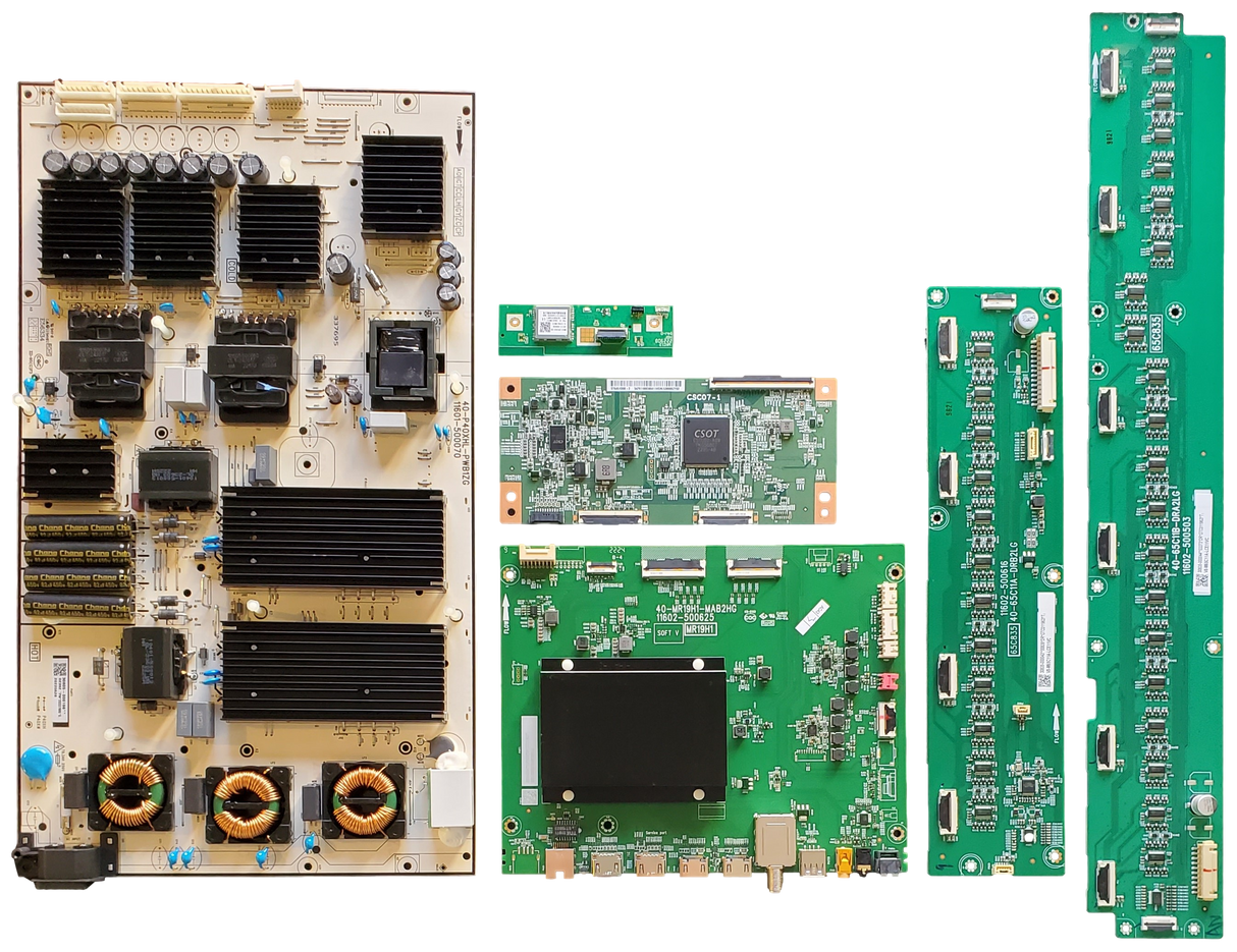 65R655 TCL TV Repair Parts Kit, 30800-000547 Main Board, 30805-000198 Power Supply, ST6451D08-2 T-Con, 30835-000043 LED Driver, 30835-000044 LED Driver, 30112-000030 Wifi, 65R655