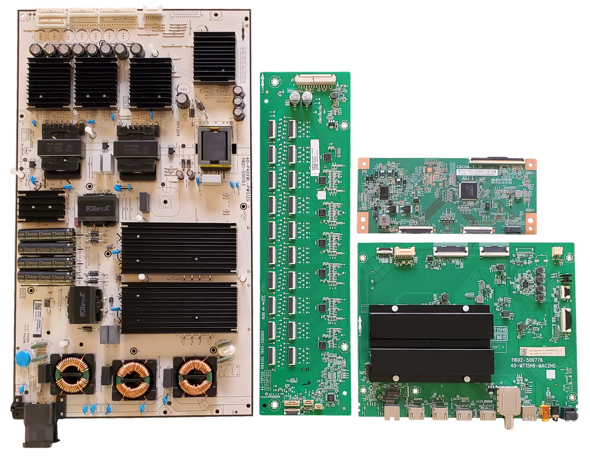 75Q750G TCL TV Repair Parts Kit, 30800-000879 Main Board, 30805-000304 Power Supply, ST7461D05-3 T-Con, 30835-000084 LED Driver, 75Q750G