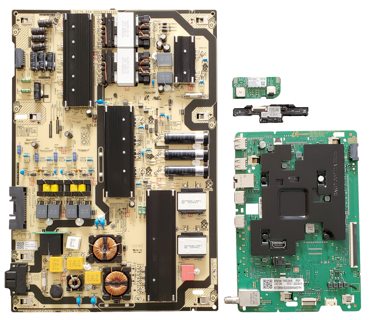 QN75Q60CDFXZA Samsung TV Repair Parts Kit, BN94-18026S Main Board, BN44-01103B Power Supply, BN59-01403A Wifi, BN59-01435A Wifi, QN75Q60CDFXZA CA01, QN75Q60CDFXZA