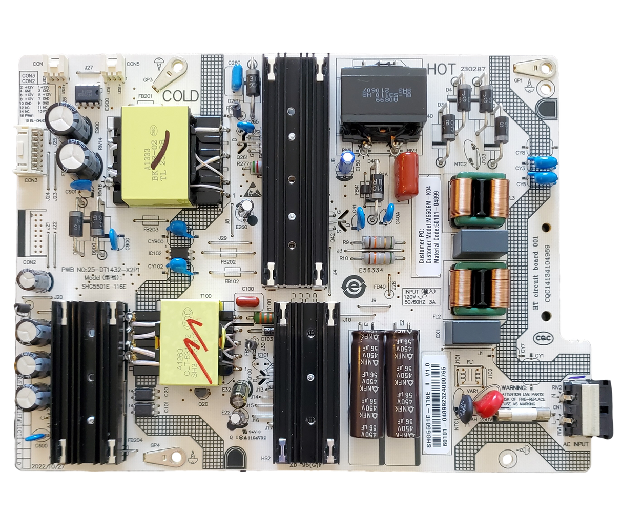 60101-04899 Vizio Power Supply, 25-DT1432-X2P1, 60101-04899 ,SHG5501E-116E , M55Q6-L4