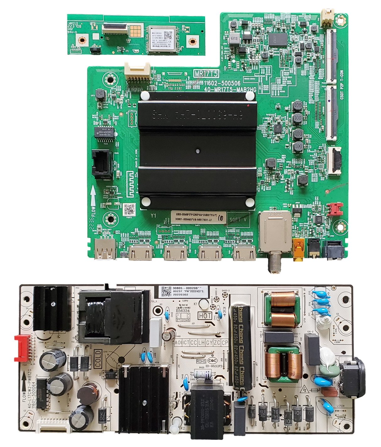 65S455 TCL TV Repair Parts Kit, 30800-000498 Main Board, 30805-000208 Power Supply, 30112-000021 Wifi, 65S455, 65S453, 65S41, 65S451, 65S435