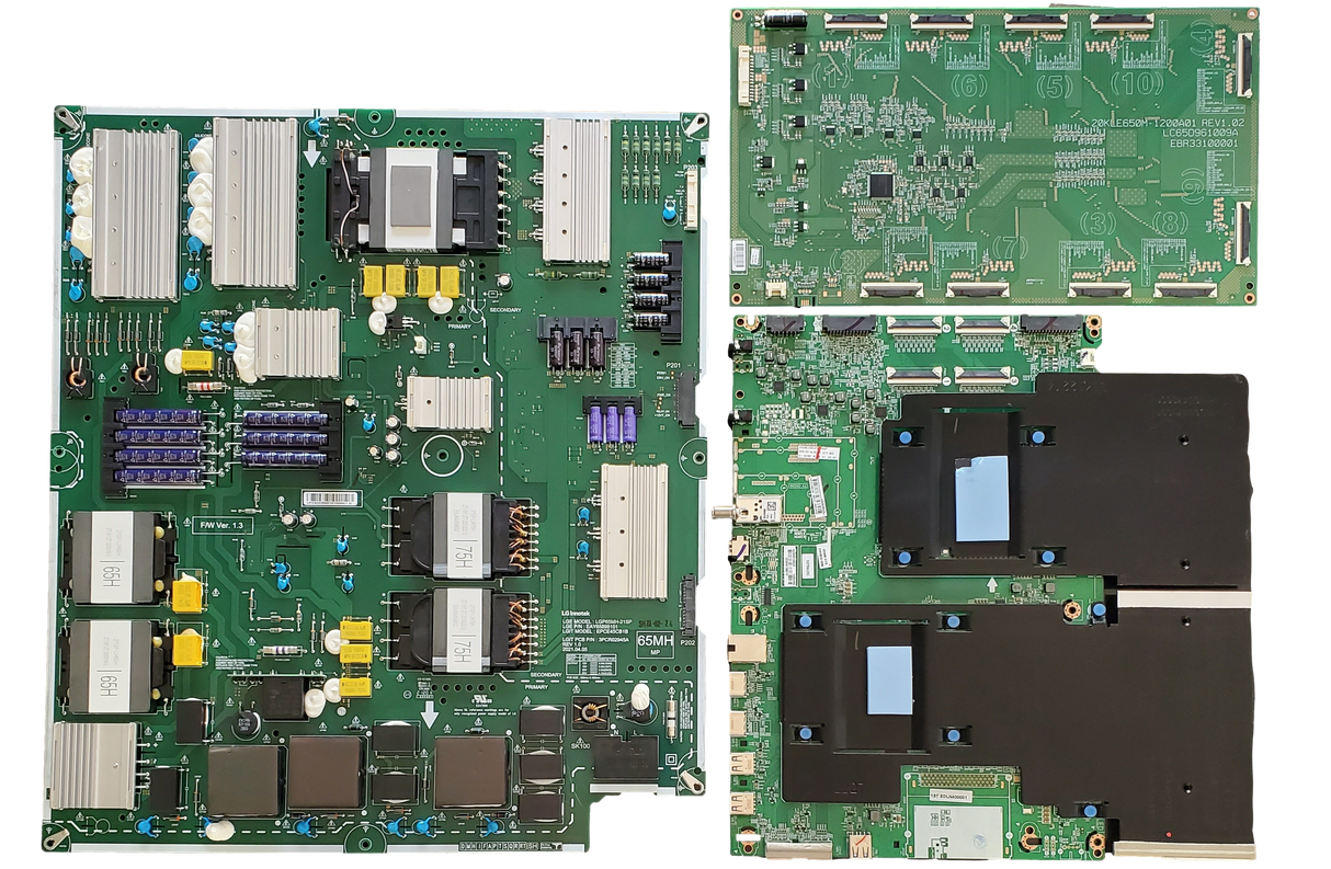 65QNED99UPA LG TV Repair Kit, EBT66773101 Main Board, EAY65898101 Power Supply, 6871L-6367G T-Con, EBR33100001 LED Driver, 65QNED99UPA