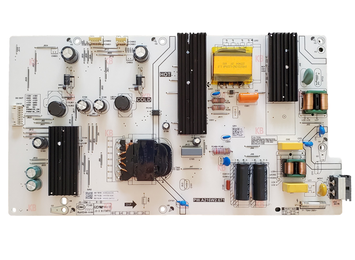 60101-04711 Vizio Power Supply, PW.A216W2.671, 60101-04711, V655M-K04