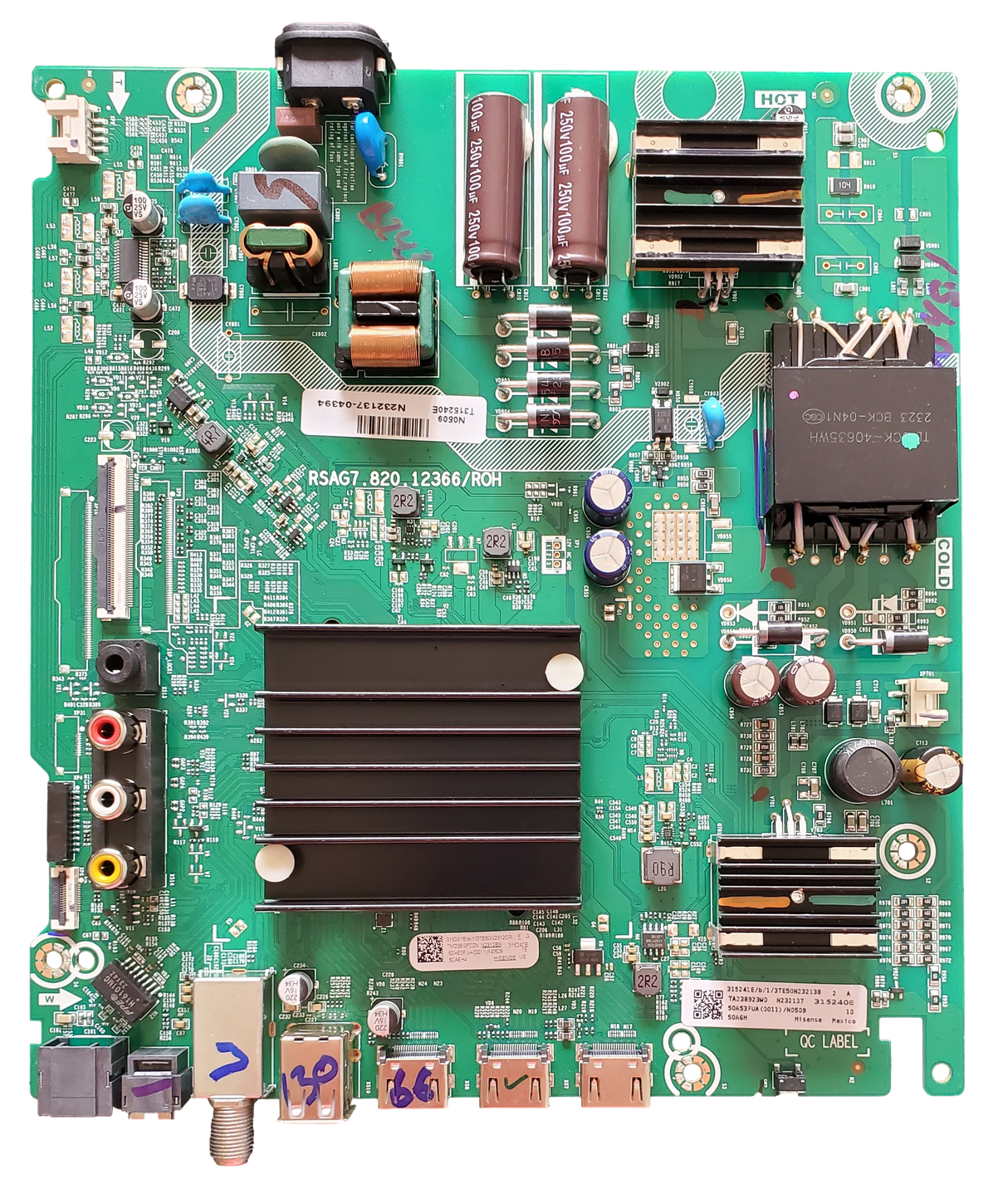 315241 Hisense Main / Power Supply Board, 315241, 315240, RSAG7.820.12366/ROH, 50A53FUA(0011), 50A6H4