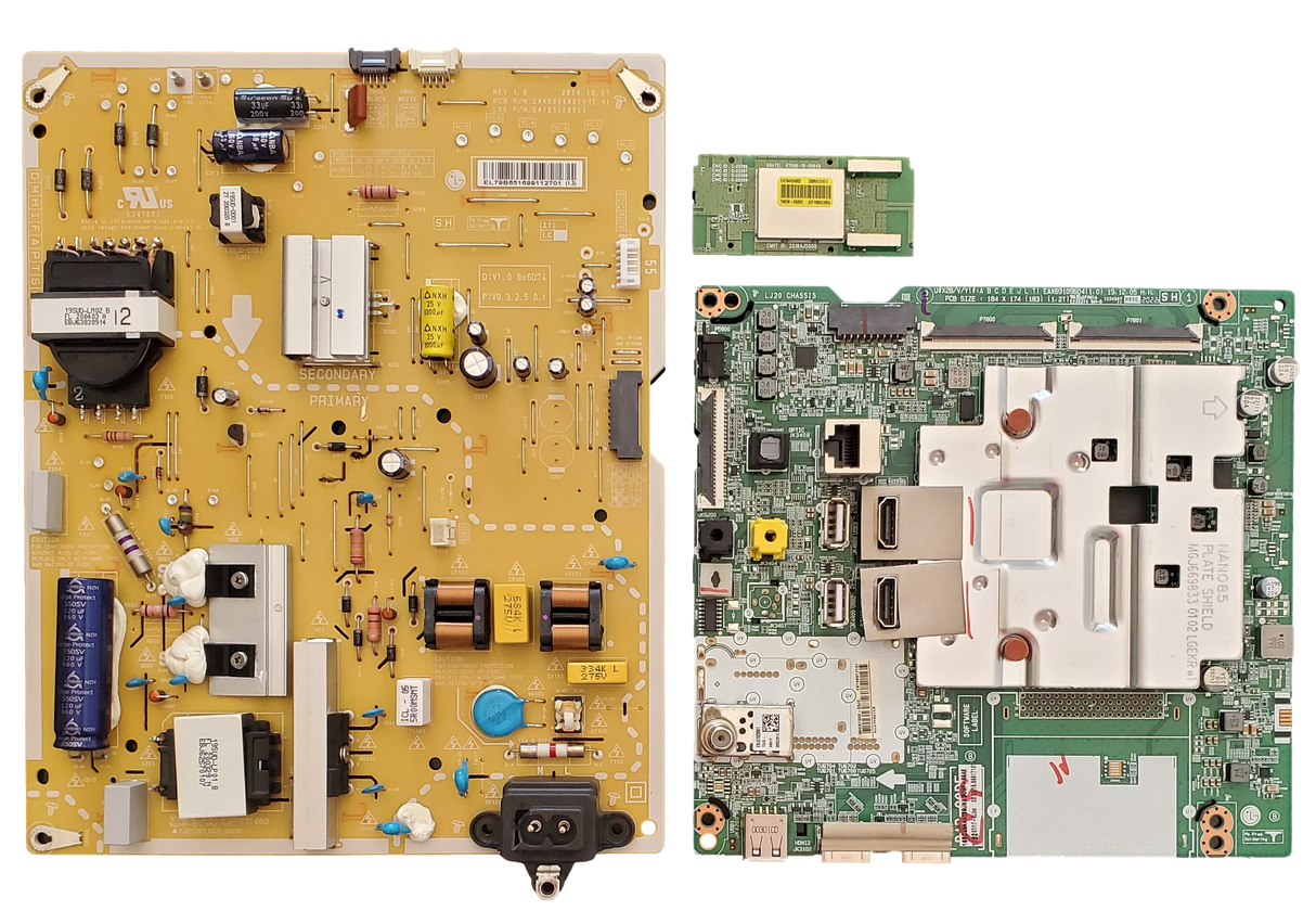 55NANO85UNA LG TV Repair Parts Kit, EBT66517101 Main Board, EAY65169911 Power Supply, EAT64454803 Wi-Fi Board, 55NANO85UNA BUSFLOR, 55NANO85UNA