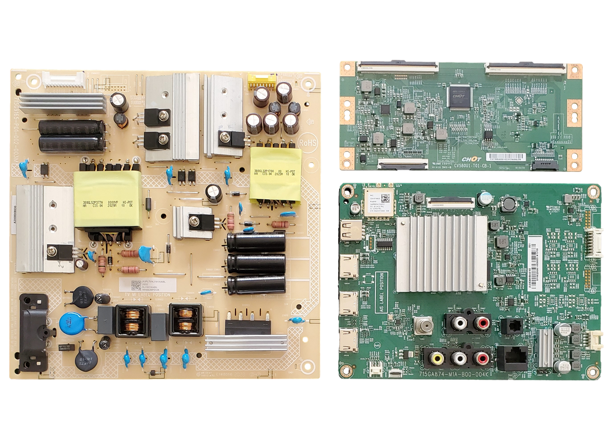 V585X-H1 Vizio TV Repair Kit, 756TXKCB02K044 Main Board, PLTVKJ181XABL Power Supply, CV580U1-T01-CB-1 T-Con, V585X-H1