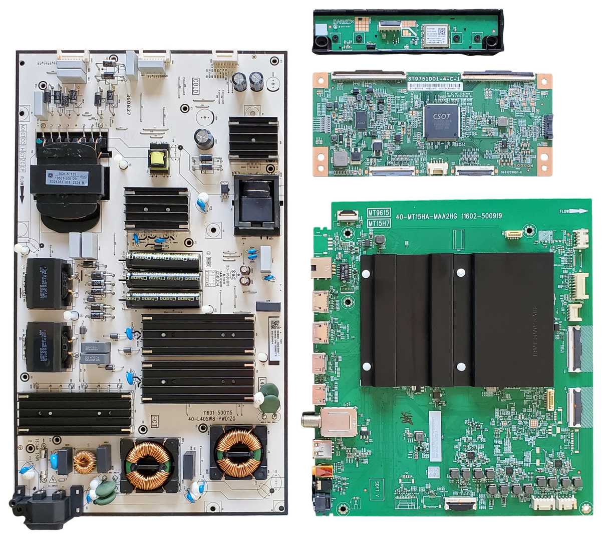 98S550G TCL TV Repair Parts Kit, 30800-01095 Main Board, 30805-000388 Power Supply, ST9751D01-4-C-1 T-Con, 30112-000048 Wifi, 98S550G