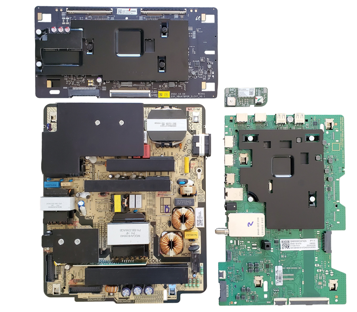 QN65S90CAFXZA samsung TV Repair Parts Kit, BN94-18147D / BN94-18147F Main Board, BN44-01170A Power Supply, BN96-55775A T-Con, BN59-01435A Wifi, QN65S90CDFXZA FB02, QN65S90CAFXZA