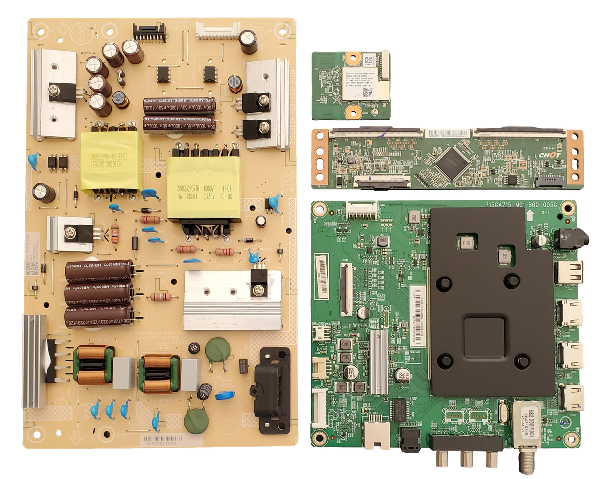 NS-50F301NA22 Insignia TV Repair Parts Kit, 756TXLCB02K044 Main Board, PLTVJY301XXGF Power Supply, CV500U2-T01 T-Con, 317GWFBT667WNC Wifi, NS-50F301NA22 Rev D, NS-50F301NA22