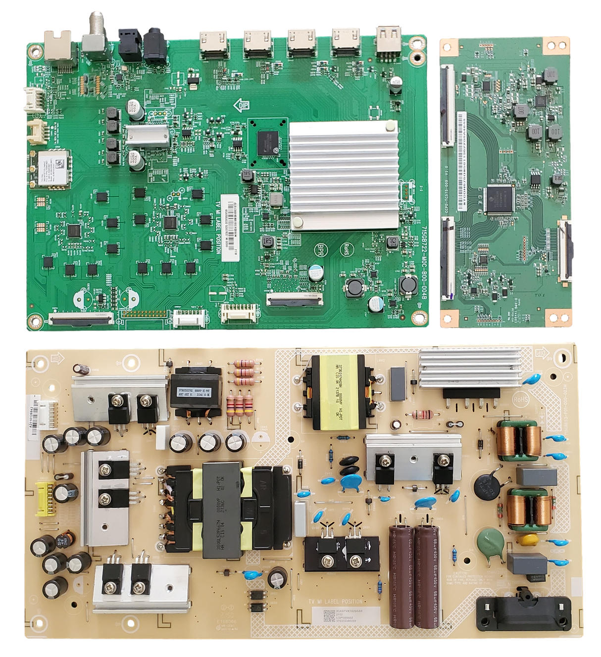 M58Q7-J01 Vizio TV Repair Parts Kit, 756TXLCB02K050 Main Board, ADTVK1820AAR Power Supply, STCON575G T-Con, M58Q7-J01