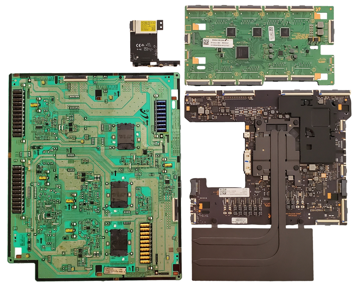 QN75QN800CFXZA Samsung TV Repair Parts Kit, BN94-18085B Main Board, BN94-18029A VSS LED, BN44-01173A Power Supply, BN59-01395A Wifi, QN75QN800CFXZA