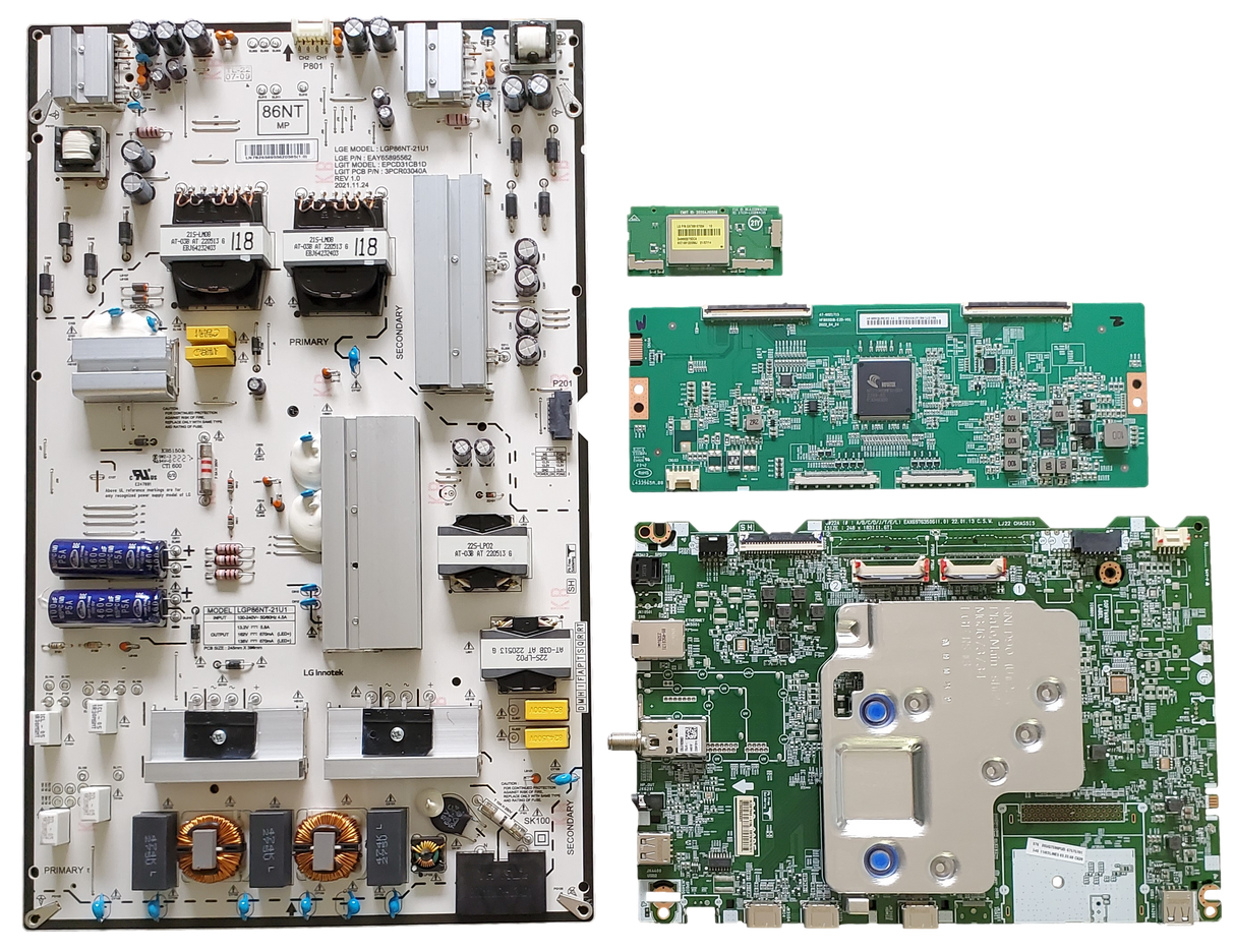 86UQ7070ZUD LG TV Repair Parts Kit, EBT67575701 Main Board, EAY65895562 Power Supply, 44-9772044 T-Con, EAT65167004 Wifi, 86UQ7590PUD, 86UQ7070ZUD