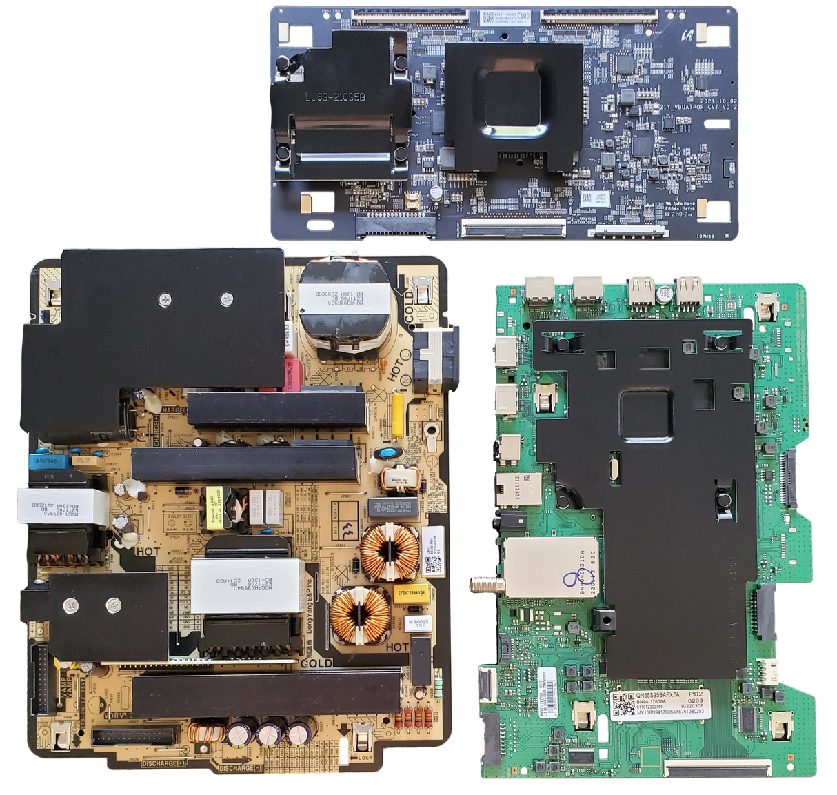 QN55S95BAFXZA Samsung TV Repair Parts Kit, BN94-17608A Main Board, BN44-01169A Power Supply, BN96-54037B T-Con, QN55S95BAFXZA FA01, QN55S95BAFXZA