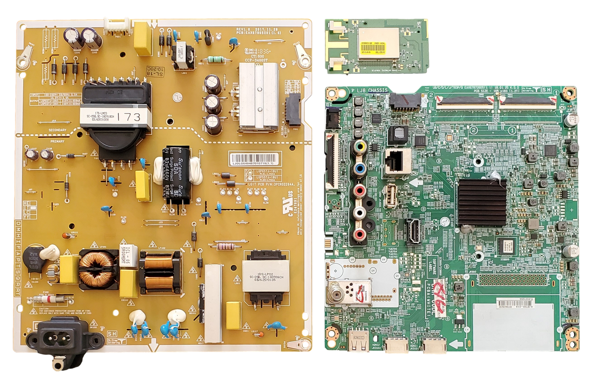 55UK6300PUE LG TV Repair Parts Kit, EBT65235202 Main Board, EAY64948701 Power Supply, EAT63377302 Wifi, 55UK6300PUE BUSWLOR, 55UK6300PUE