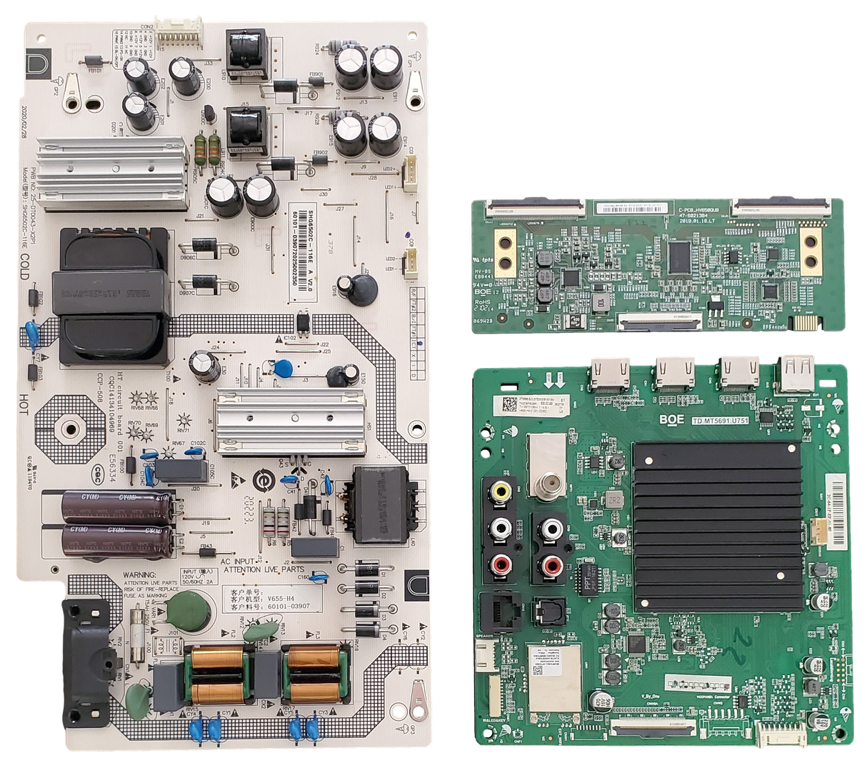 V655-H4 Vizio TV Repair Parts Kit, 60103-00629 Main Board, 60101-03907 Power Supply, 44-97715470 T-Con, V655-H4