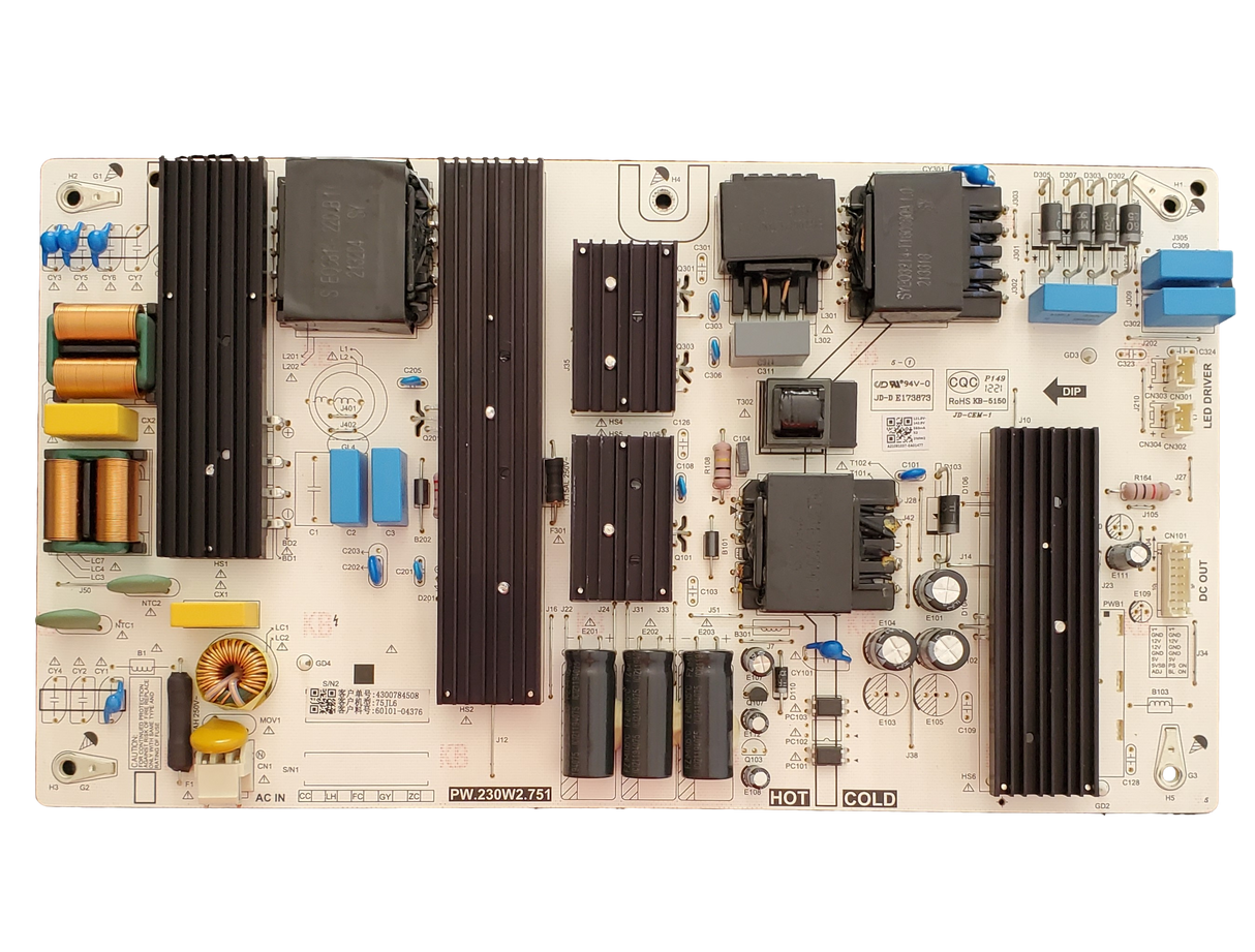 60101-04376 Skyworth Power Supply, PW.230W2.751, 60101-04376, 4300784508, 75UD6200