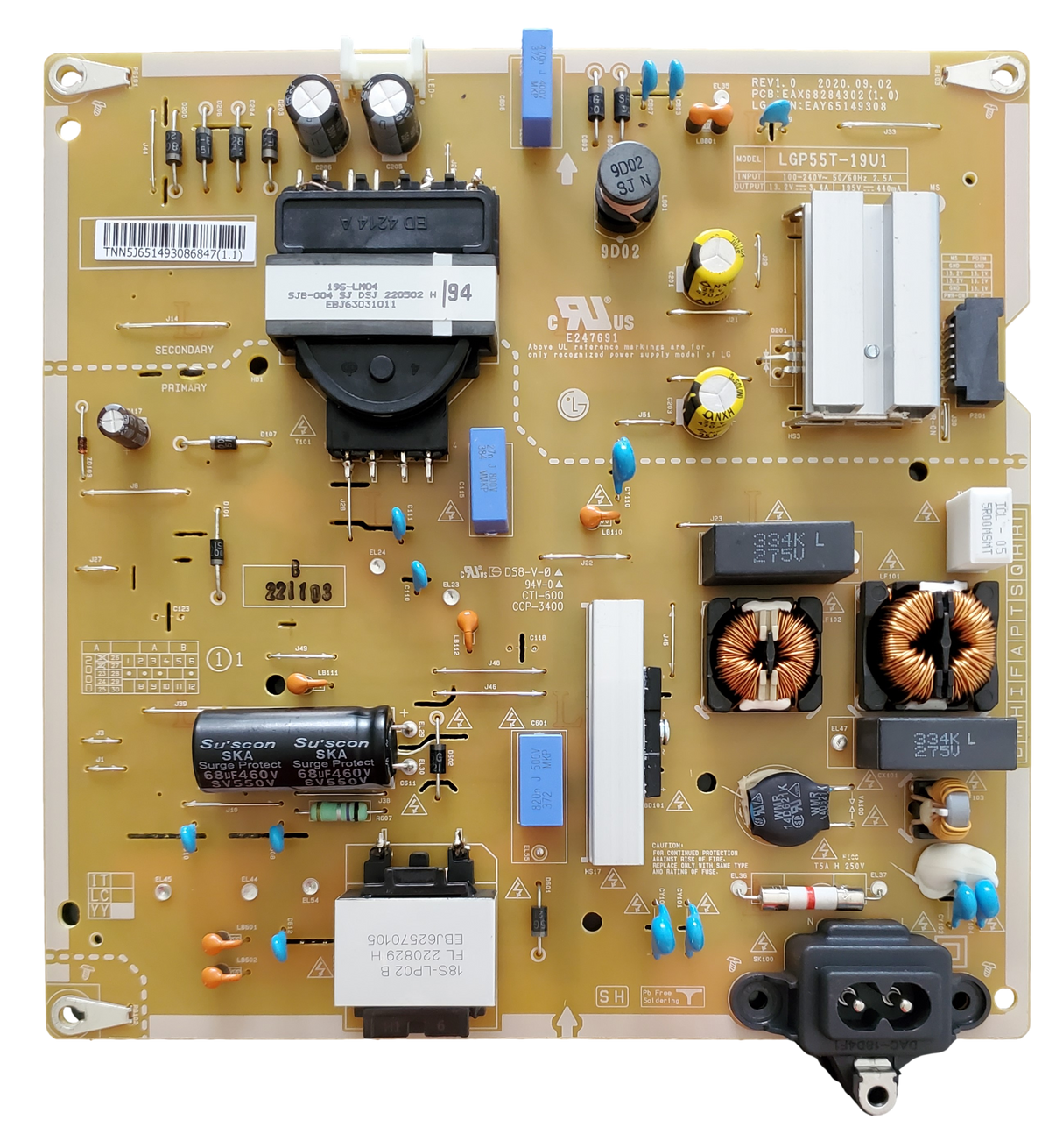 EAY65149302 LG Power Supply, EAX68284302(1.0), 55UT570H9UA.BUSYLKR, 55UT570H9UA