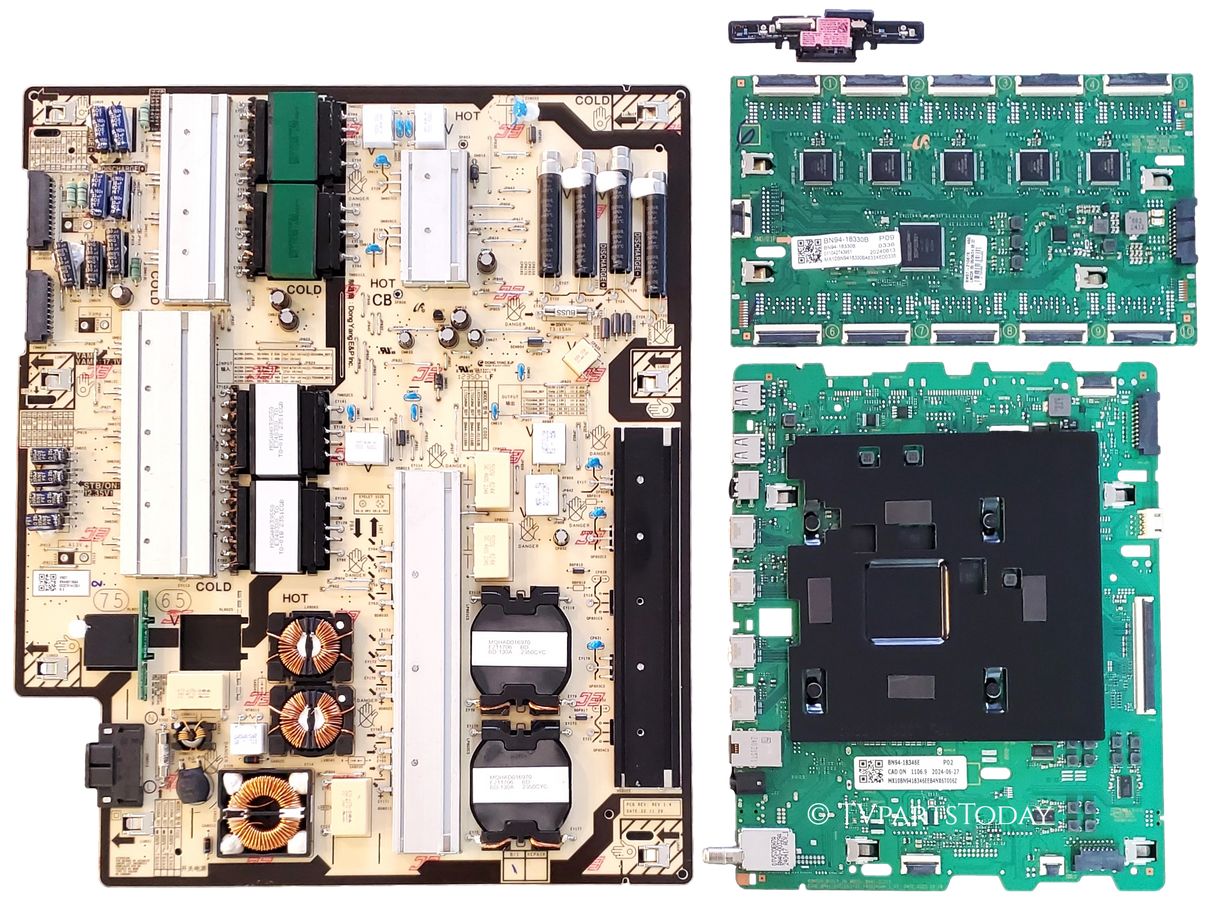 QN75QN90DDFXZA Samsung TV Repair Parts Kit, BN94-18346E Main Board, BN44-01168A Power Supply, BN94-18330B LED Driver, BN59-01470A Wifi, QN75QN90DDFXZA