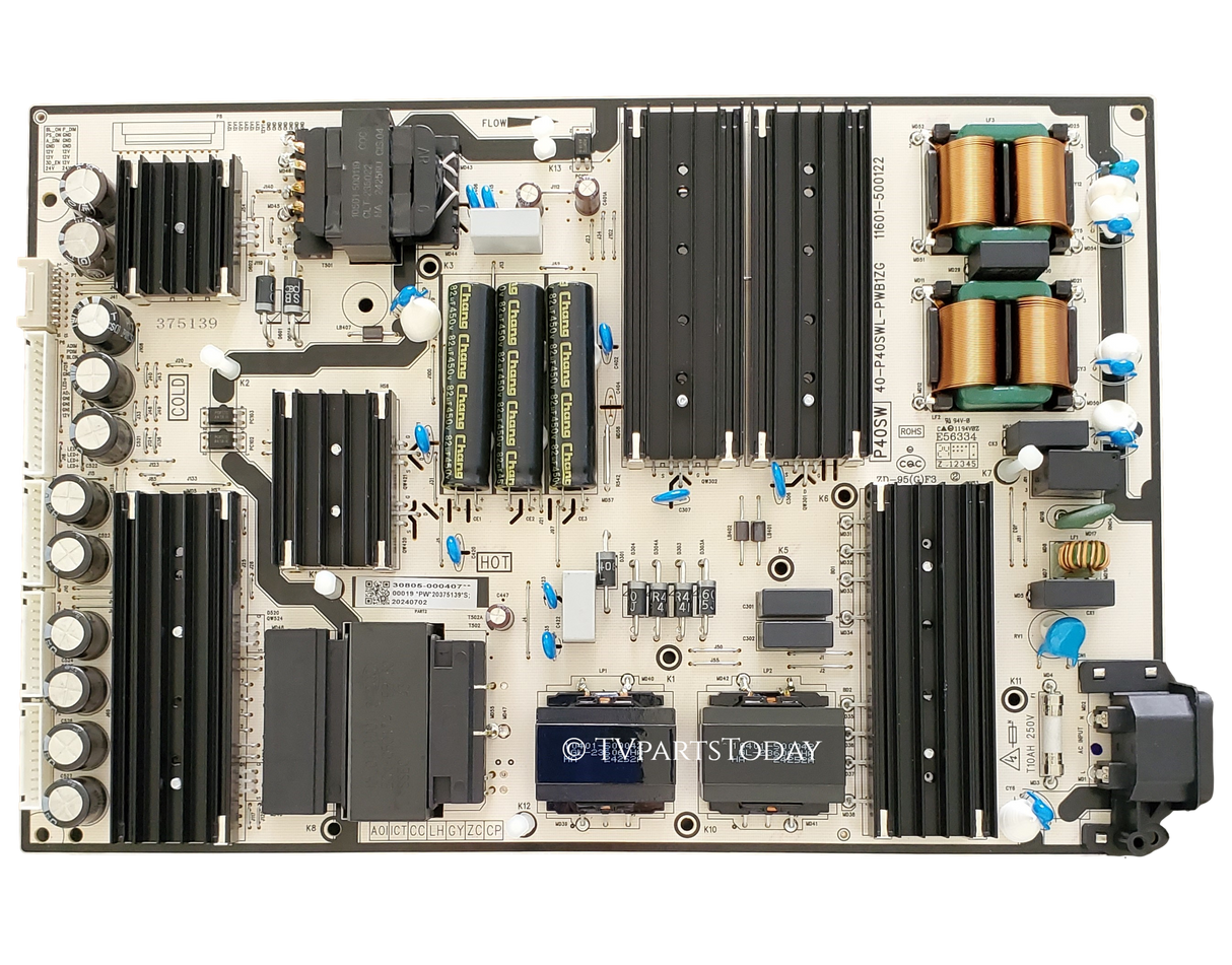 30805-000407 TCL Power Supply, 40-P40SWL-PWB1ZG, 11601-500122, 75Q750G