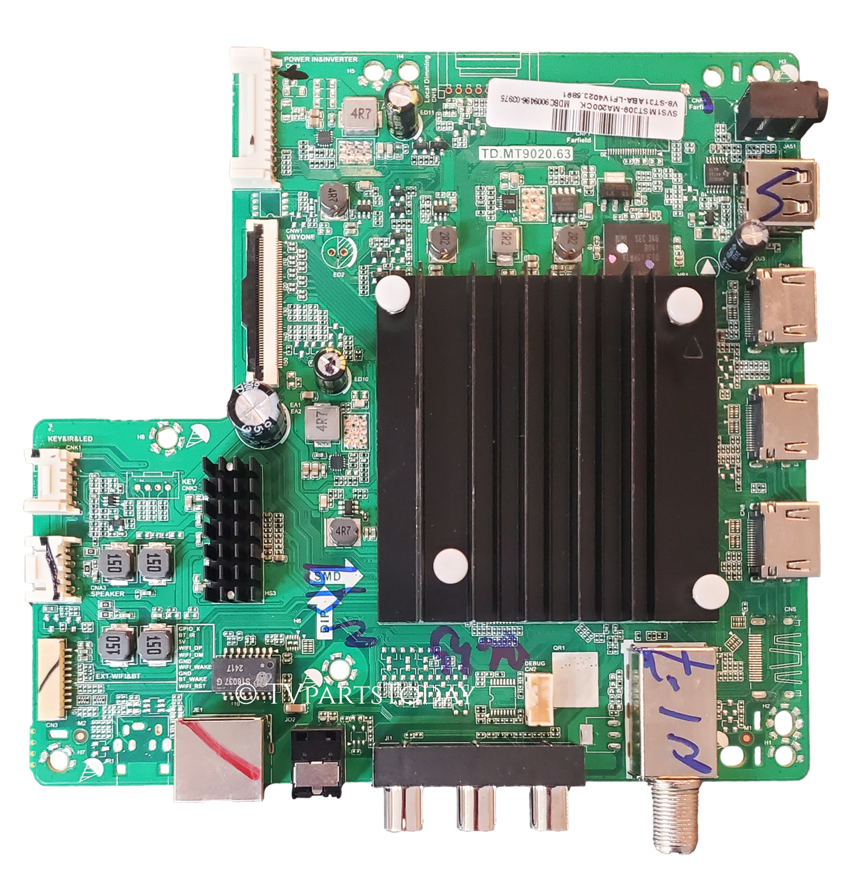 SVS1MST309-MA200CK Insignia Main Board, 02-1MTT31D75-C01T, V8-ST31ABA-LF1V4023.5891, TD.MT9020.63, NS-70F501NA25, NS-75F501NA25, NS-85F501NA25
