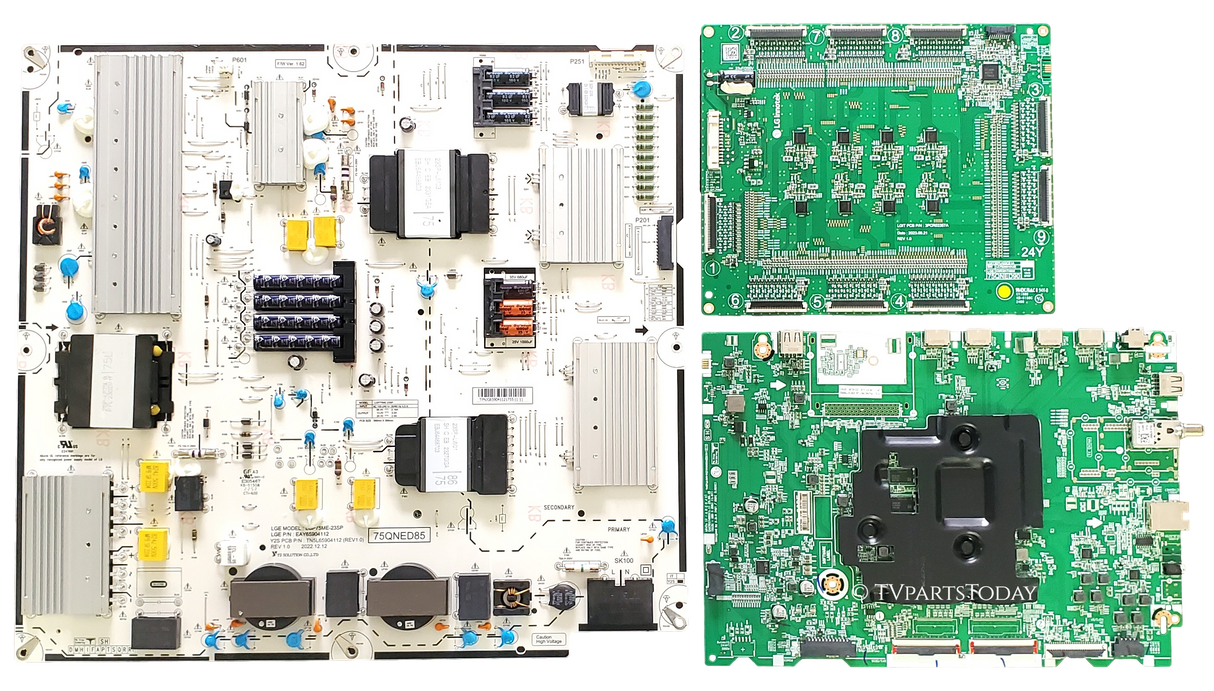 75QNED90TUA LG TV Repair Parts Kit, EBT67796502 Main Board, EAY65904112 Power Supply, EBR39174802 LED Driver, 75QNED90TUA