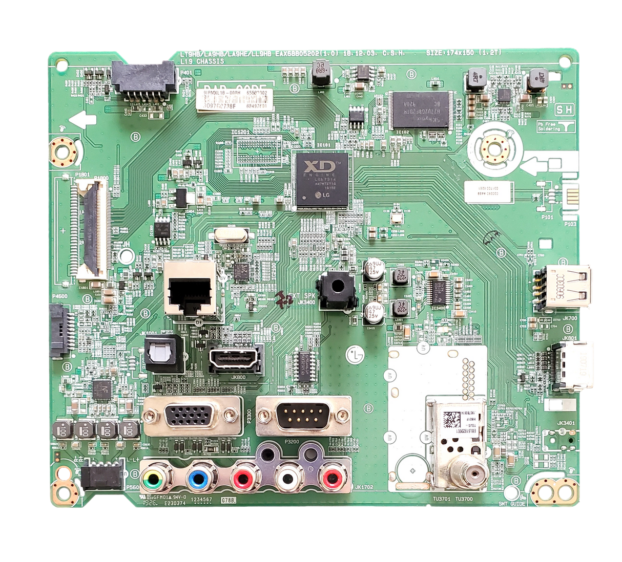 EBU65685301 LG Main Board, 65583002, 88497601, EAX68805202 (1.0), 43LT340C0UB, 43LT340C0UB.AUSFLJM