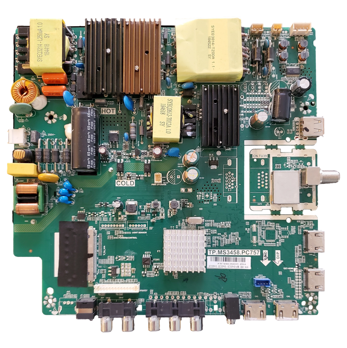 AE0012203 RCA Main Board/Power Supply, AE0012203, TP.MS3458.PC757, A18116583, RTUC5537-B