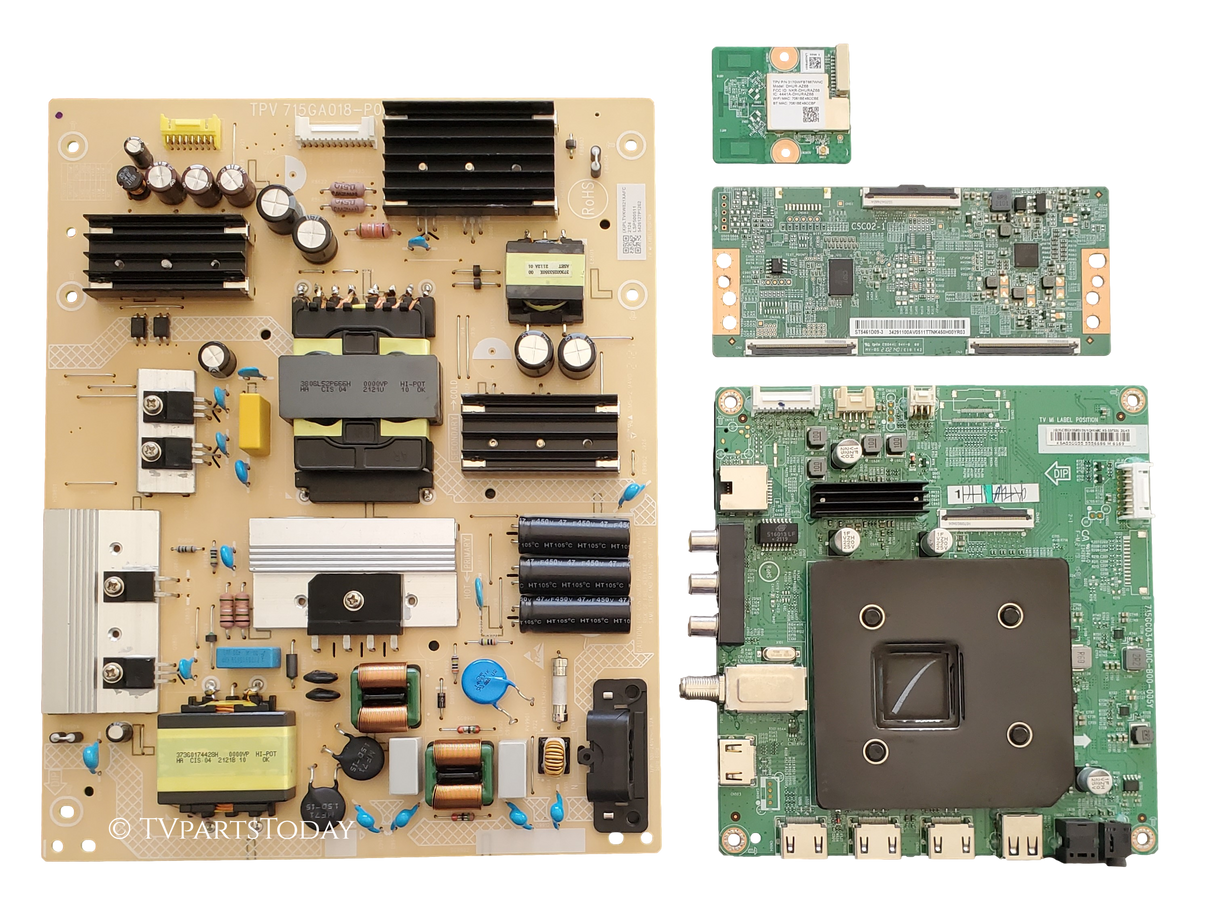 NS-55F501NA22 Insignia TV Repair Parts Kit, 756TXLCB02K058 Main Board, PLTVKW821XAFC Power Supply, ST5461D09-3 T-Con, 317GWFBT667WNC Wifi, NS-55F501NA22 REV A, NS-55F501NA22