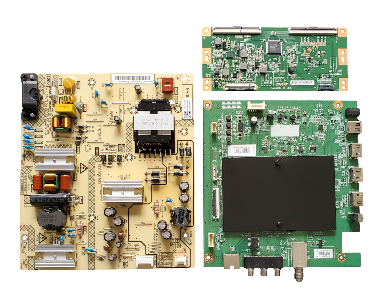 50LF621U21 Toshiba TV Repair Parts Kit, 691V0Q00230 Main Board, 1T920000800 Power Supply, CV500U2-T01-CB-1 T-Con, 50LF621U21