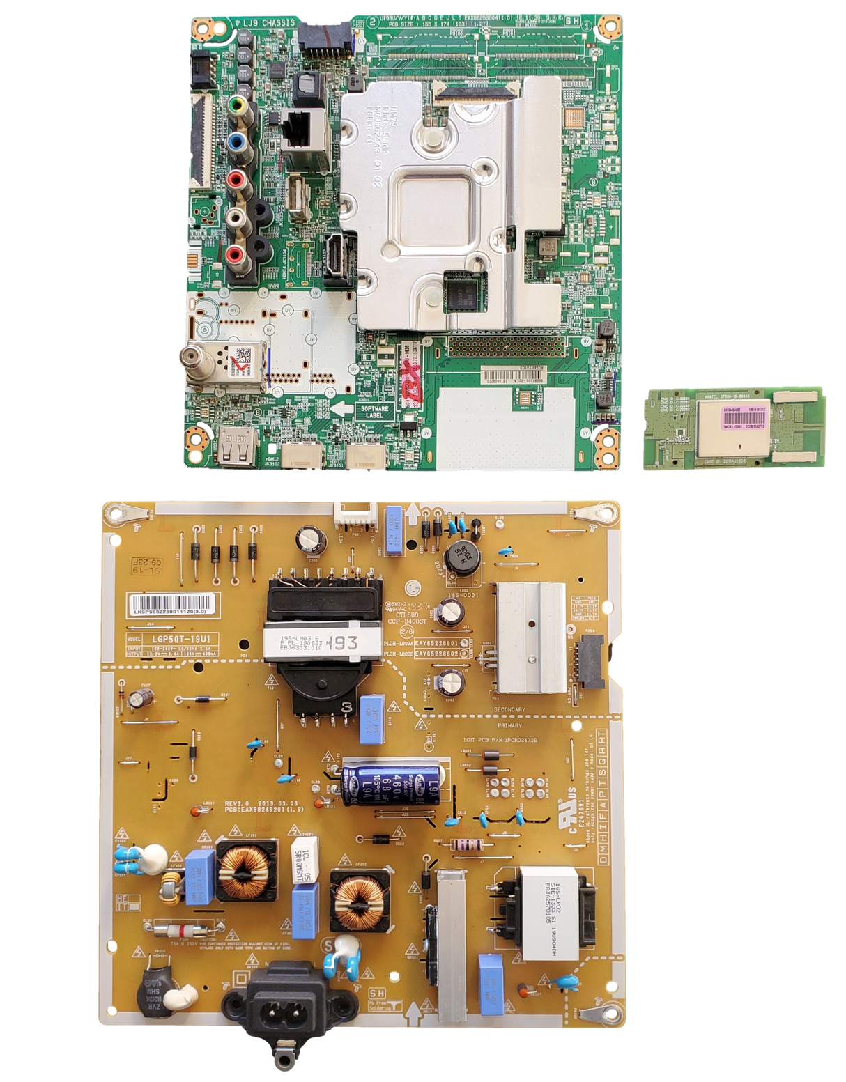 50UM7300PUA LG TV Repair Parts Kit, EBT66097701 Main Board, EAY65228801 Power Supply, EAT64454802 Wifi, 50UM7300PUA.BUSJLJR, 50UM7300PUA