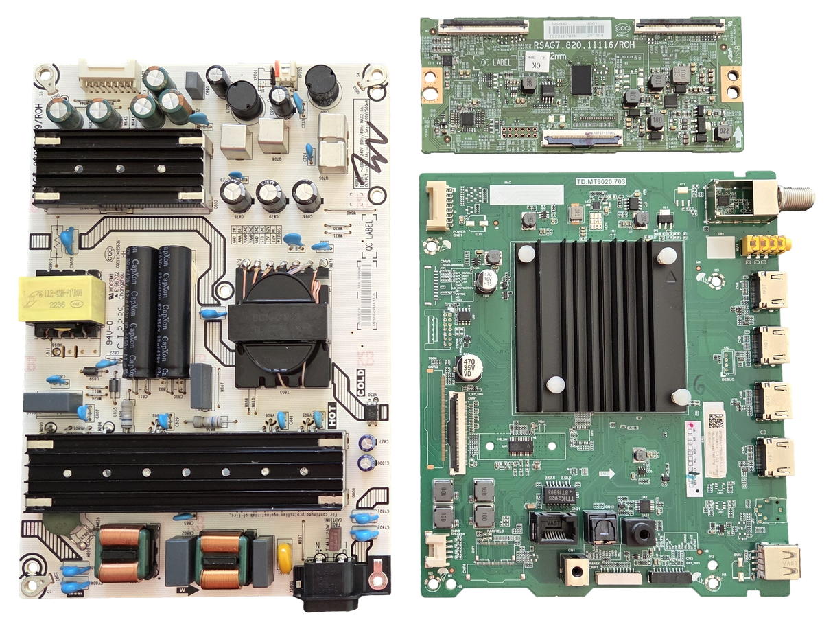 65C350KU Toshiba TV Repair Parts Kit, 297088 Main Board, 298323 Power Supply, 290047 T-Con, 1244403 Wifi, 65C350KU