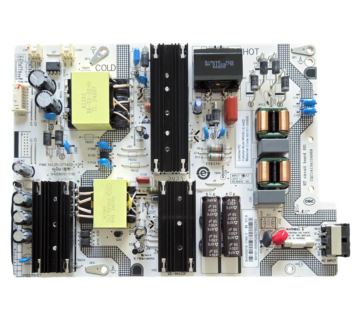 60101-05505 Vizio Power Supply, SHG5501E-116E-1 , 25-DT1432-X2P1 , M55Q6-L4