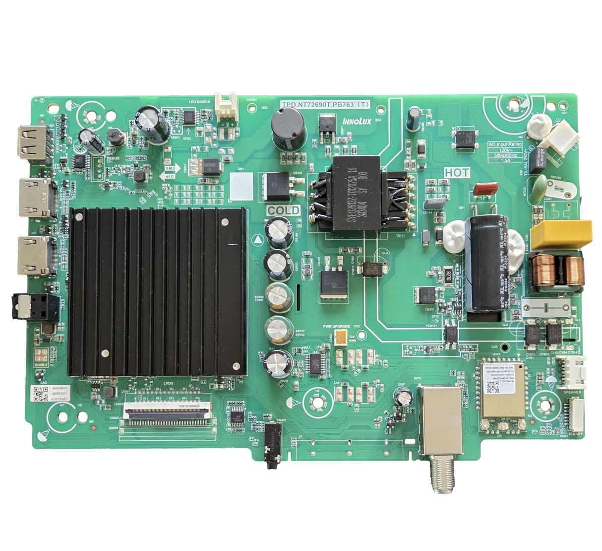 6M03A000F400J Vizio Main Board, TPD.NT72690T.PB763(T), A000F400J, M0009800R, D40FM-K09