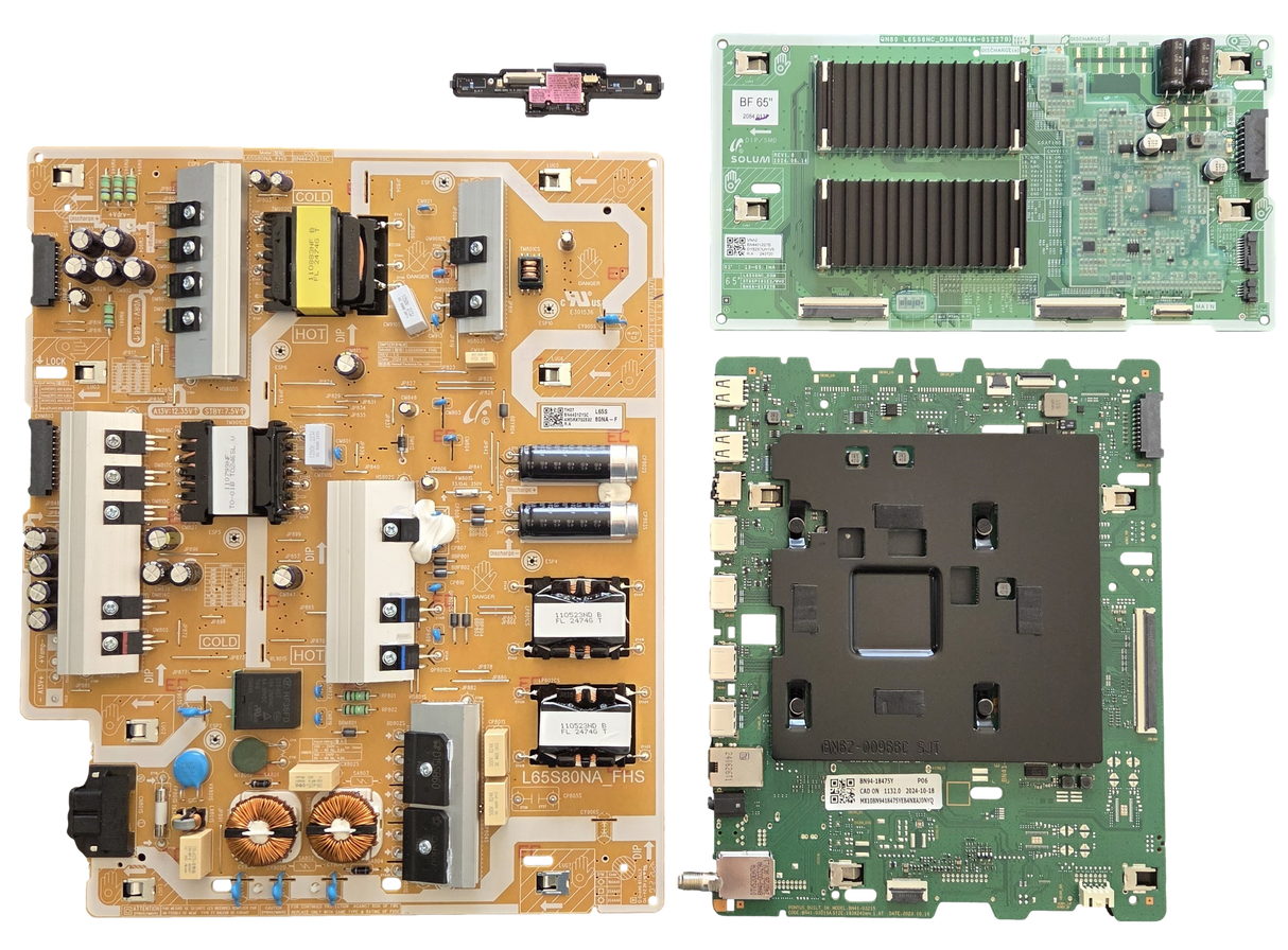 QN65QN80DBFXZA Samsung TV Repair Parts Kit, BN94-18475Y Main Board, BN44-01215C Power Supply, BN44-01227B LED Driver, BN59-01468A Wifi, QN65QN80DBFXZA