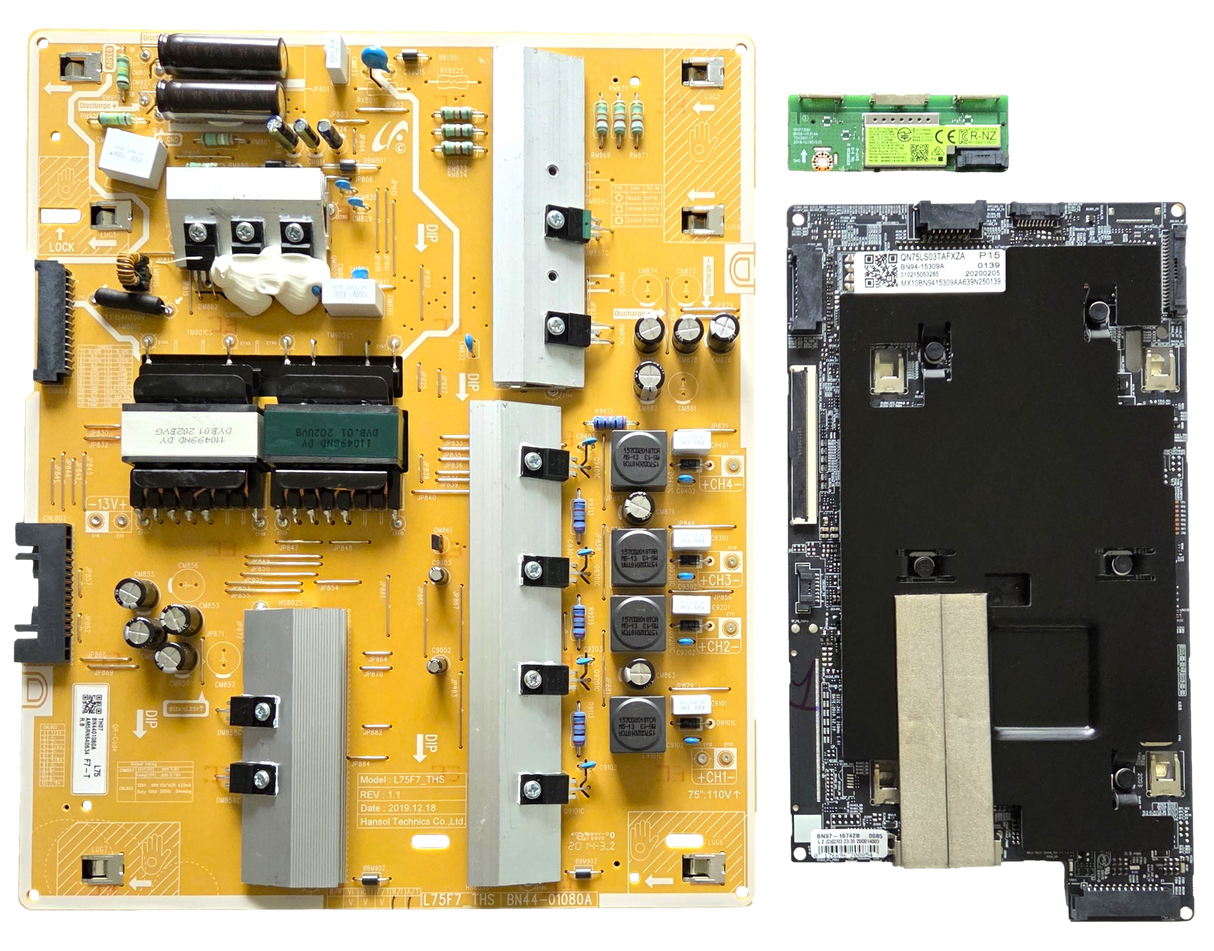 QN75LS03TAFXZA Samsung TV Repair Parts Kit, BN94-15309A Main Board, BN44-01080A Power Supply, QN75LS03TAFXZA AA01, QN75LS03TAFXZA