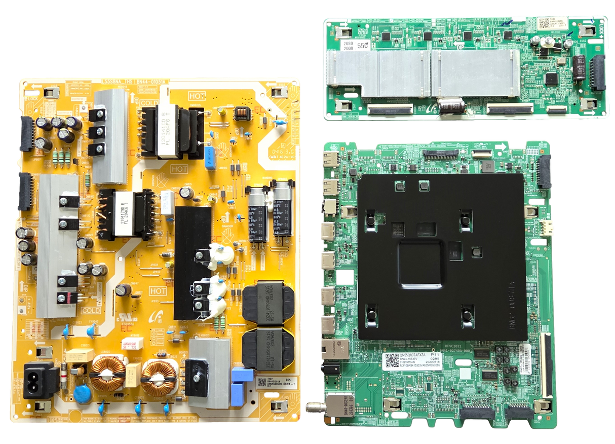 QN55Q80TAFXZA Samsung TV Repair Parts Kit, BN94-15333V Main Board, BN44-01051A Power Supply, BN44-01046B LED Driver, QN55Q80TAFXZA AC02, QN55Q80TAFXZA