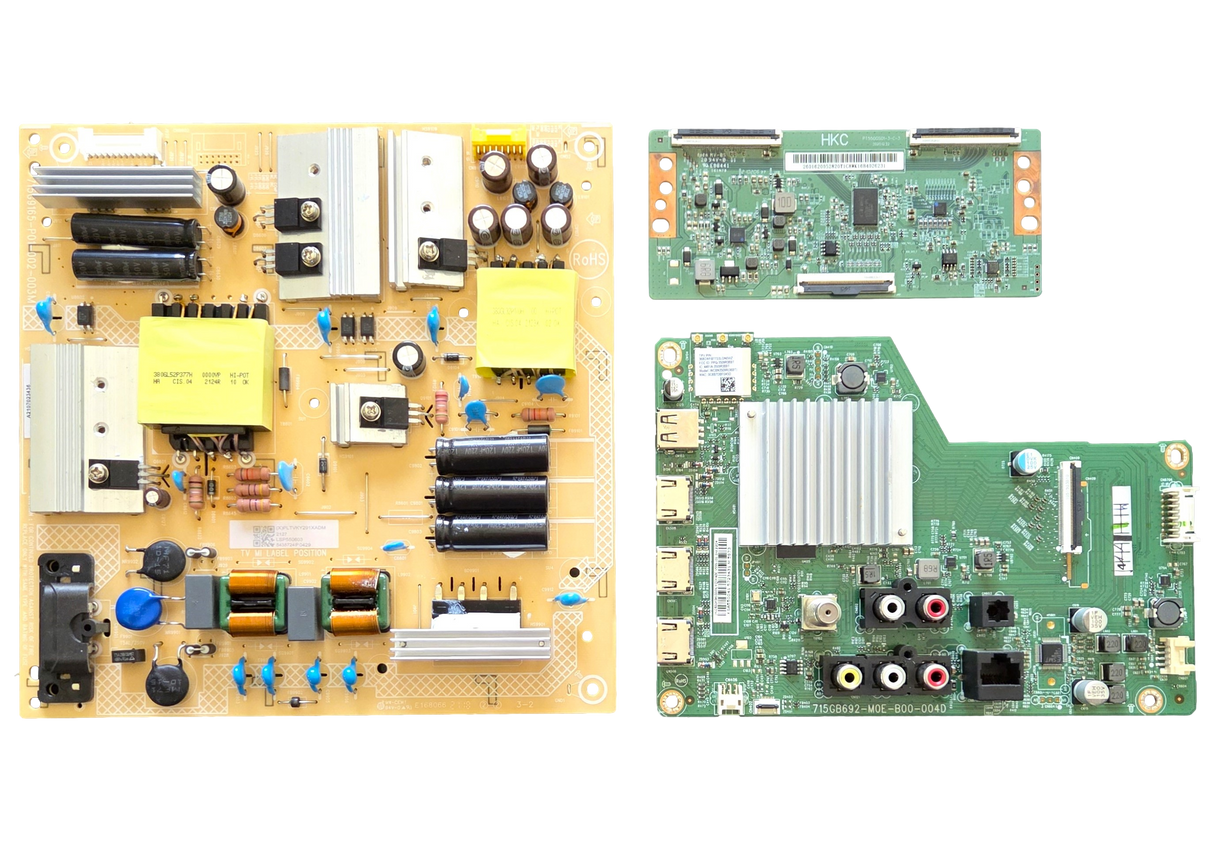 V555-J01 Vizio TV Repair Parts Kit, 756TXLCB02K041 Main Board, PLTVKY291XADM Power Supply, PT550GS01-3 T-Con, V555-J01