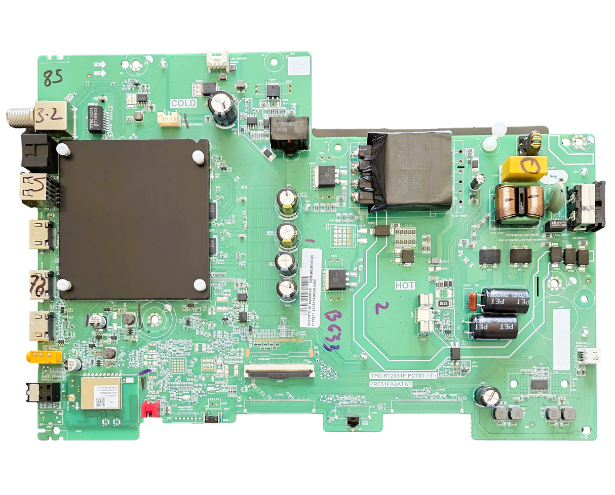 SVS7RT5104-MA200CK Philips Main Board, SVS7RT5104-MA200CK, TPD.RT2851F.PC781 (T), 7RT51FA8ATAT, 43PUL7652/F7