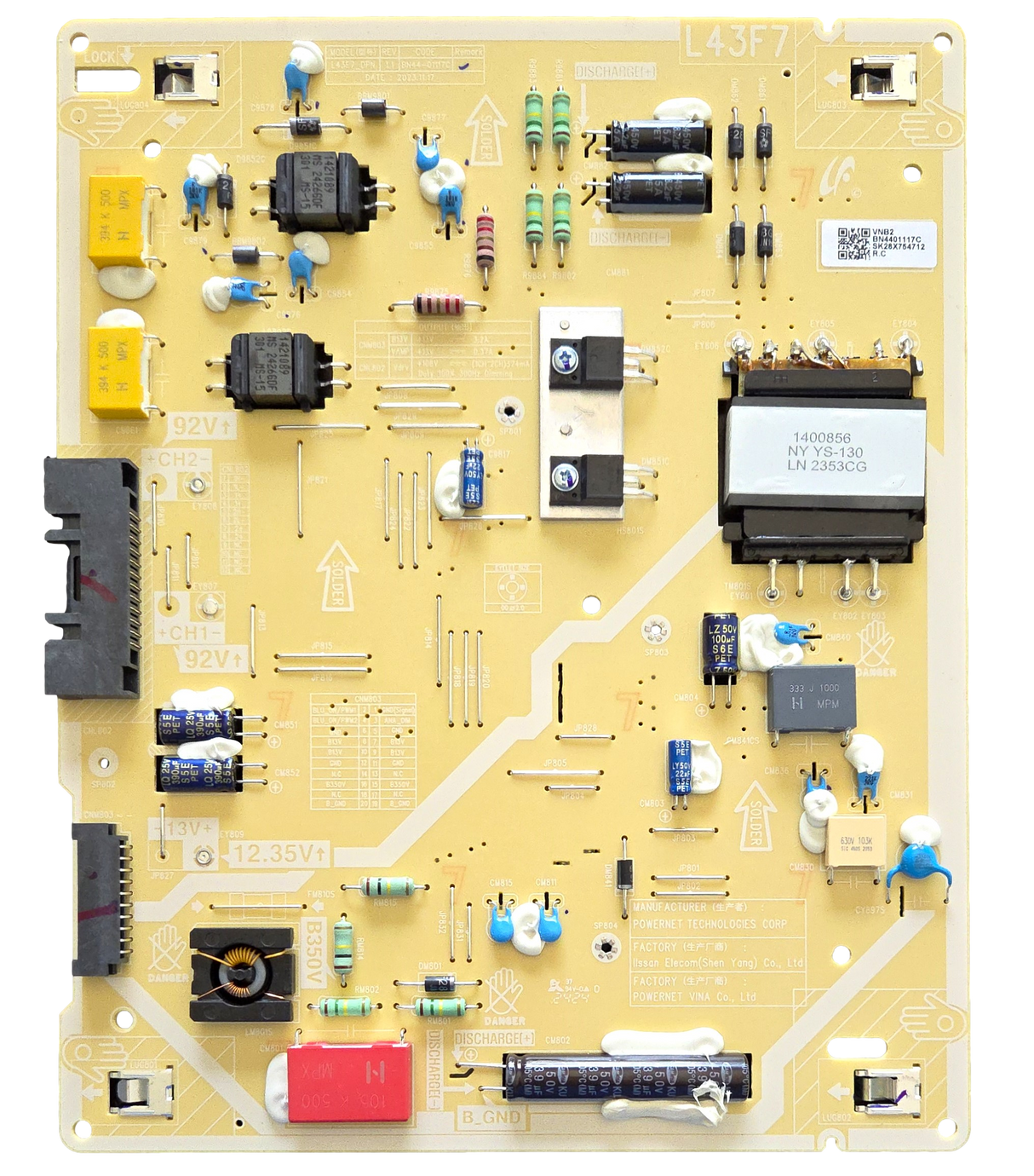 BN44-01117C Samsung Power Supply, L43F7_DPN, BN44-01117C, QN43LS03DAFXZA