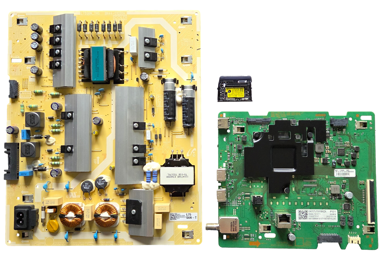 UN70TU7000BXZA Samsung TV Repair Parts Kit, BN94-16107Y Main Board, BN44-01056A Power Supply, BN59-01341A Wifi, UN70TU7000BXZA UA04, UN70TU7000BXZA